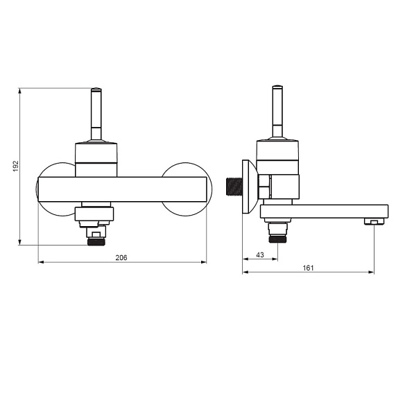 Смеситель для ванны и душа Damixa Arc 291000200 поворотный излив, никель