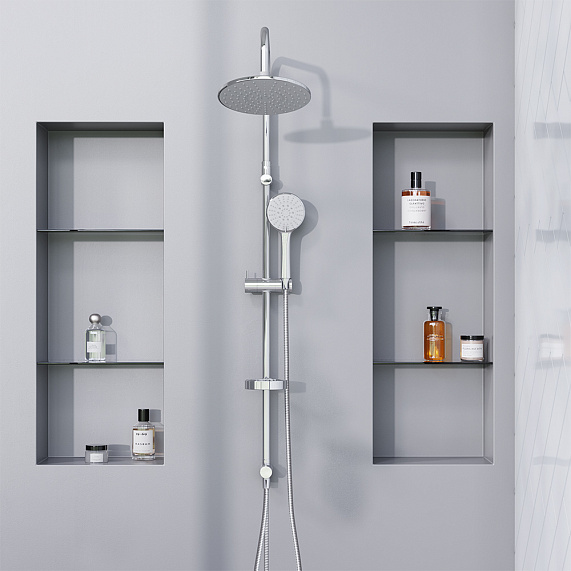 Душевая система Damixa Akita 409111000 стойка с тропическим душем, термостатом, смесителем, хром