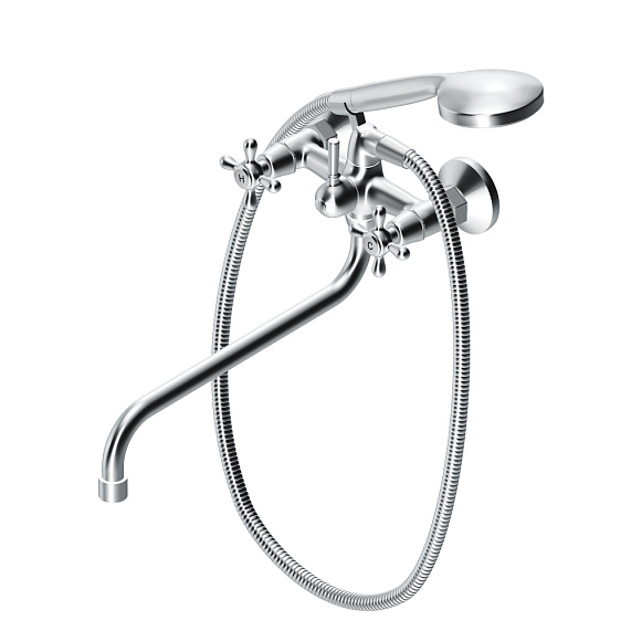 Смеситель для ванны и душа Dorff Vintage D6095000 длинный излив, душевая лейка, шланг 1500, хром