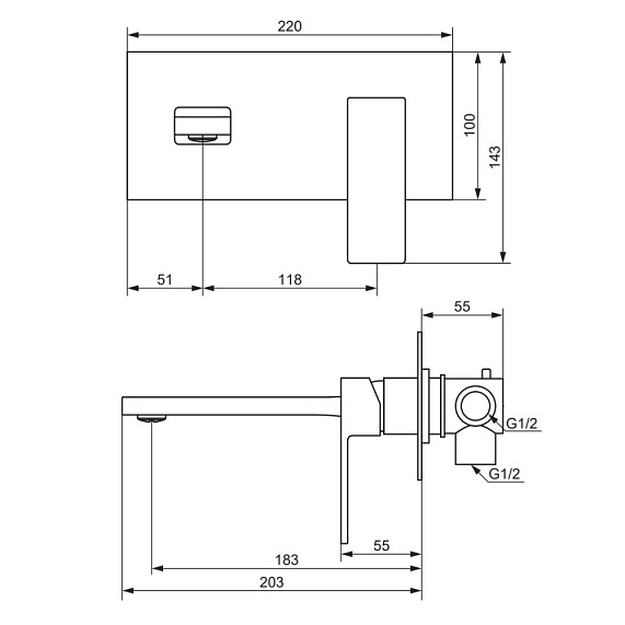 Смеситель для раковины Damixa Gala 530260600 золотой встраиваемый