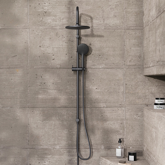 Душевая система Damixa Jupiter 977000300 стойка с тропическим душем, черная