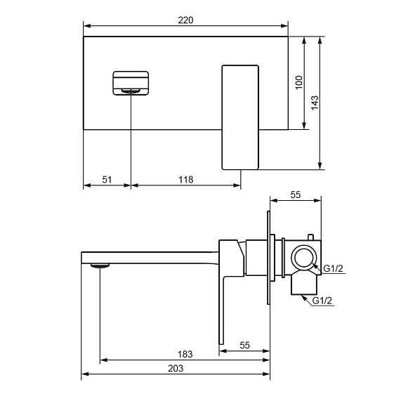 Смеситель для раковины Damixa Gala 530260000 хром встраиваемый