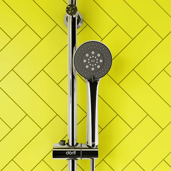 Душевая система Dorff Norma D0710000 стойка с тропическим душем, хром + смеситель для душа, хром