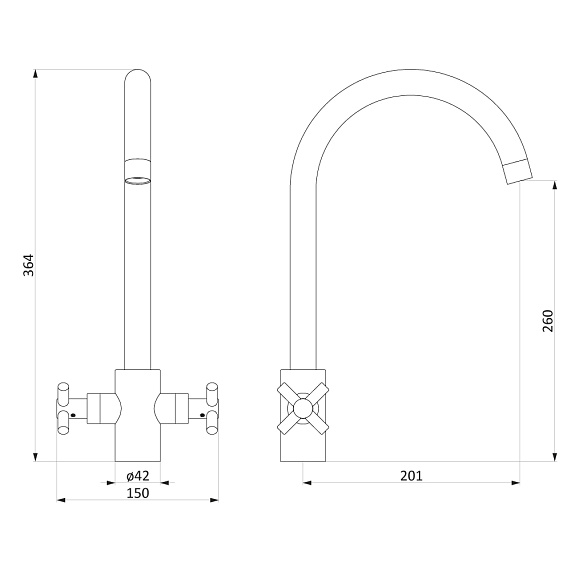 Смеситель для кухни Damixa Neo Classic 270000000 высокий, графит