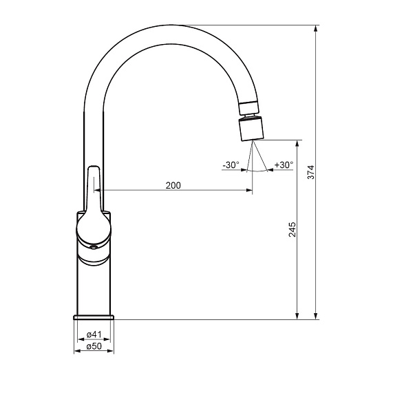 Смеситель для кухни Damixa Eclipse 310722300 высокий, черный