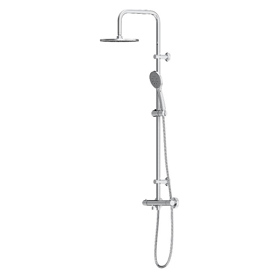 Душевая система Dorff Futura D0710500 стойка с тропическим душем, смесителем, термостатом, изливом, хром