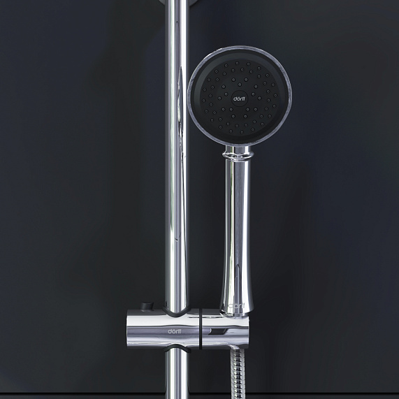 Душевой гарнитур Dorff Classic D0180000 штанга, шланг, лейка 1 режим, хром