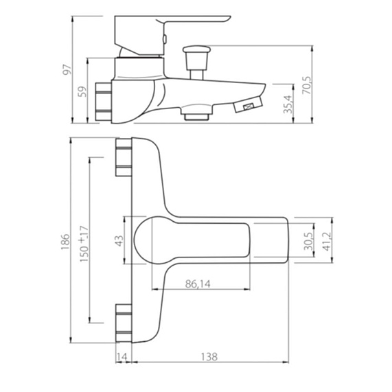 Смеситель для ванны и душа Damixa Origin Elegance 841000000 хром, белый