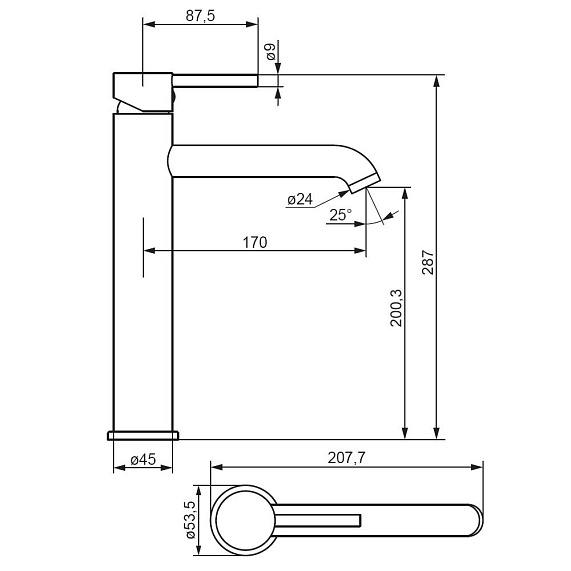 Смеситель для раковины (умывальника) Damixa Scandinavian Pure 360250000 высокий, хром