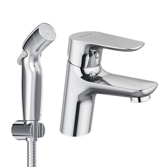 Смеситель для раковины (умывальника) Damixa Jupiter 770300001 с гигиеническим душем, хром