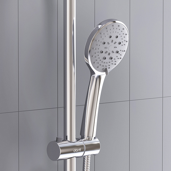 Душевая система Dorff Futura D0710500 стойка с тропическим душем, смесителем, термостатом, изливом, хром