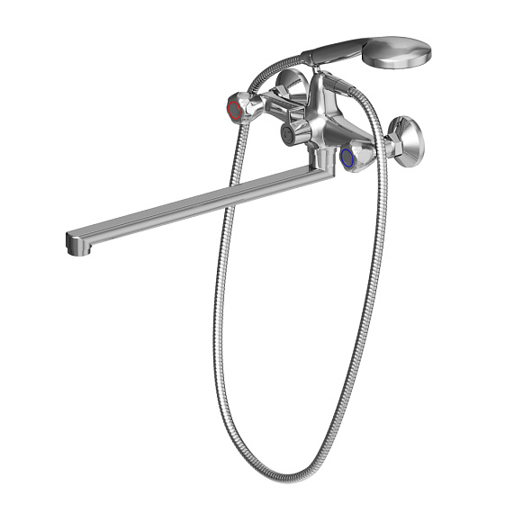 Смеситель для ванны и душа Dorff Modern D7095000 длинный излив, душевая лейка, шланг 1500, хром