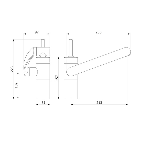 Смеситель для кухни Damixa Arc 290007464 3D с поворотным изливом, хром
