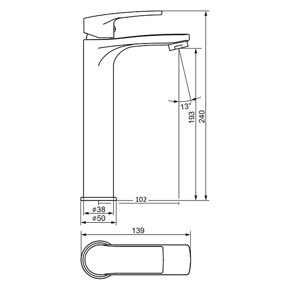 Смеситель для раковины (умывальника) Damixa Eclipse 2.0 480250000 высокий хром