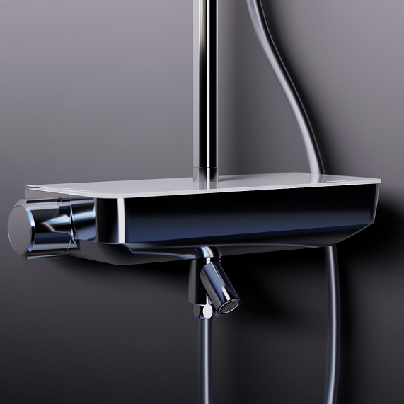 Душевая система Damixa Scandinavian Pure 936760000 стойка с тропическим душем, термостатом, смесителем, изливом, хром