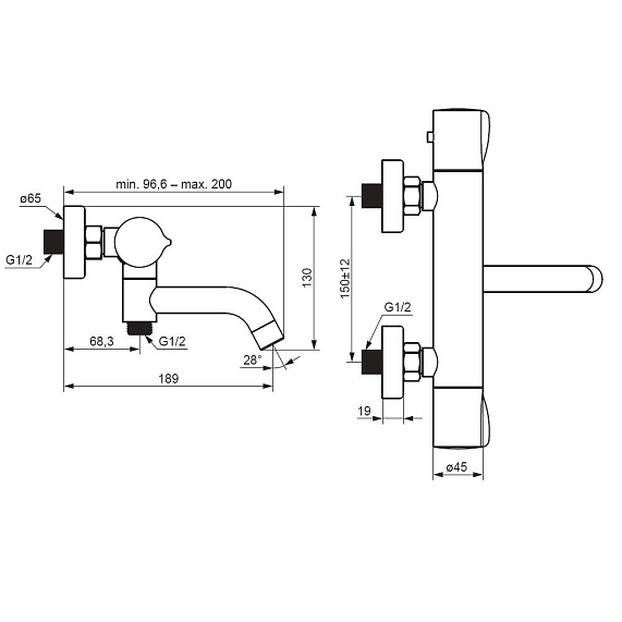Смеситель для ванны и душа Damixa Scandinavian Pure 363000300 термостат, черный