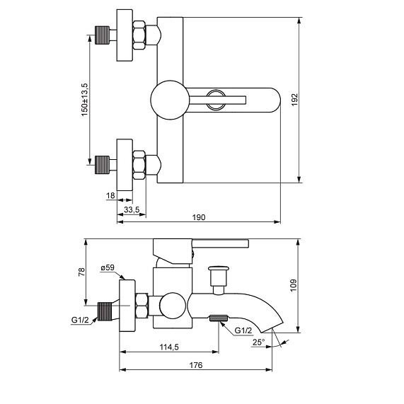 Смеситель для ванны и душа Damixa Scandinavian Pure 361000500 розовое золото